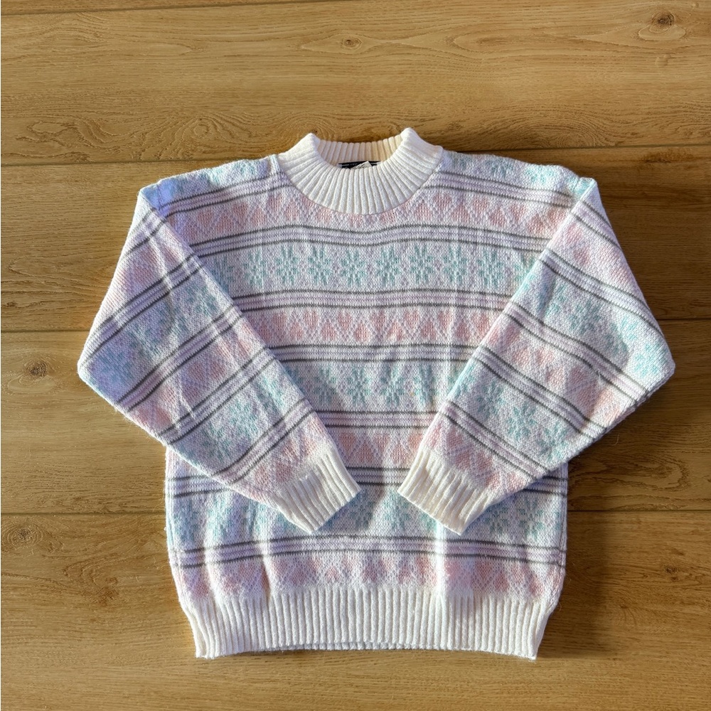 Vintage 80s Pastel Patterned Sweater